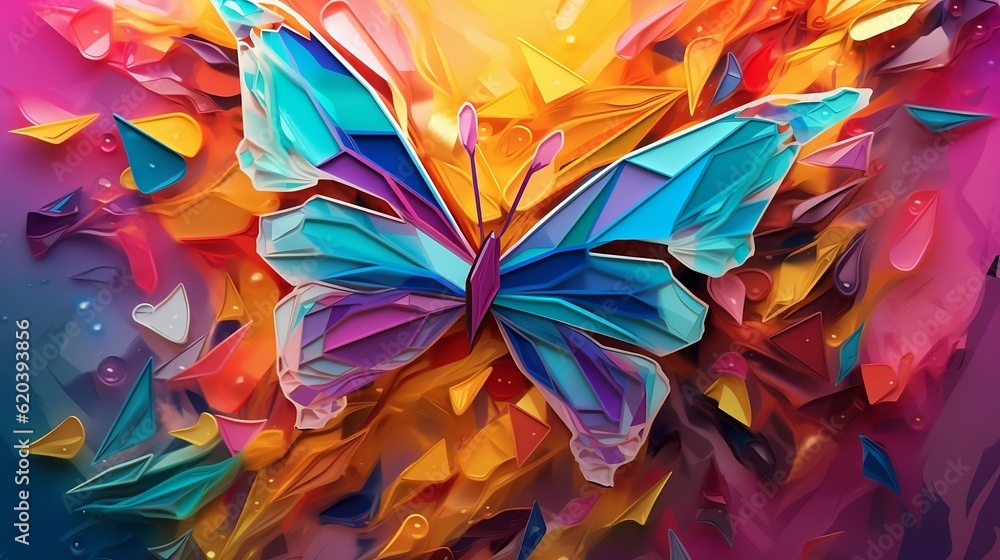 Holographic Blue and Purple Butterfly, Generative AI