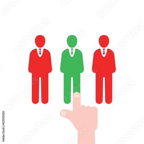 recruitment process like employee select. concept of recruiting crowd symbol or work searches or choice and queue for headhunters. flat simple minimal leadership logo graphic design isolated on white