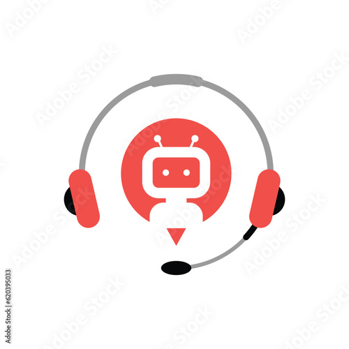 hotline service with chatbot assistant. concept of robotic manager 24/7 on line or web question of client experience. flat style trend modern logotype graphic design isolated on white background