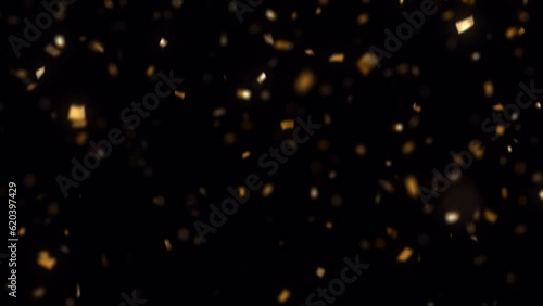 3d rendering gold confetti particle spread and flying include alpha matte.