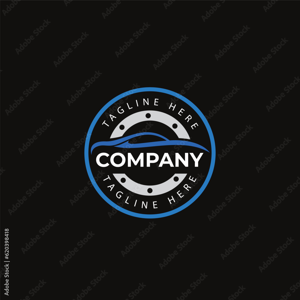 Fototapeta premium Blue Shield Car vector logo perfect for Auto Repair, Auto Detailing, Automotive, or Autoshop