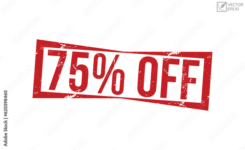 Fototapeta premium 75% Off stamp red rubber stamp on white background. 75% Off stamp sign. 75% Off stamp.