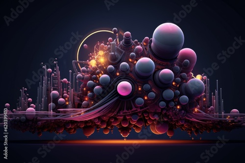 Abstract artwork Digital art, geometric abstract city AI