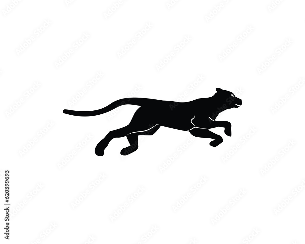 silhouette icon logo design of Jaguar, cheetah, puma, lion, tiger.
is running fast.