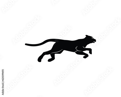 silhouette icon logo design of Jaguar  cheetah  puma  lion  tiger. is running fast.