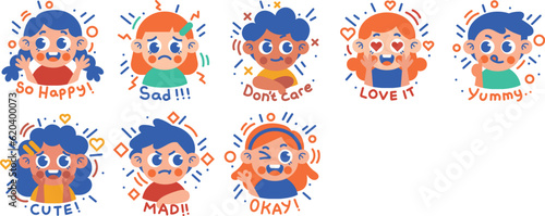 Expression Cute Kids Sticker