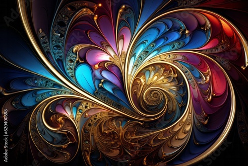 Abstract colorful fractal background. Generative AI