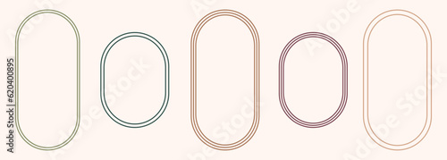 Modern minimalist aesthetic line arch frames in trendy boho style. Modern Y2K vector design outline elements - geometric form for banner, poster. Shape Islamic door window silhouette Arabic