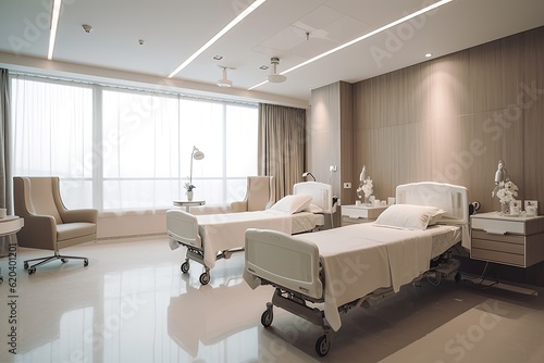 A modern luxury hospital room, Interior of Modern Hospital Room, Generative ai © tong2530