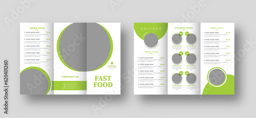 Healthy Food Brochure Layout, Fast food trifold brochure flyer template design