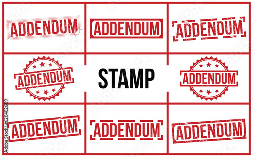 Addendum Red Rubber Stamp set vector design.