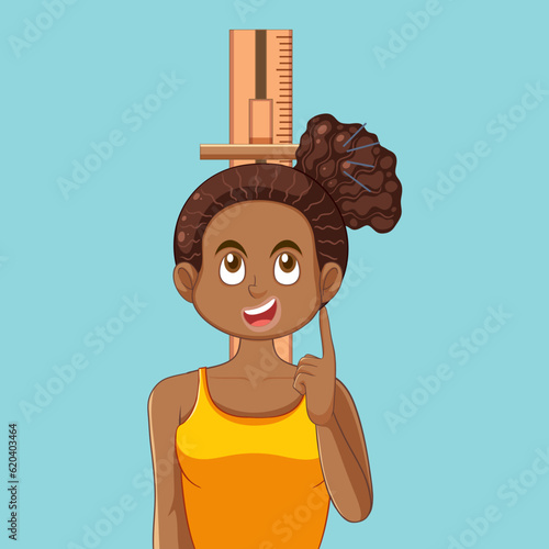 Confident African American Teen Girl Measuring Her Height