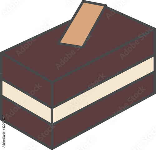 スイーツのカラー単品アイコンイラスト　チョコケーキ