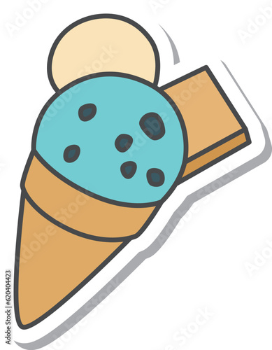 スイーツのステッカー風単品アイコンイラスト　アイスクリーム