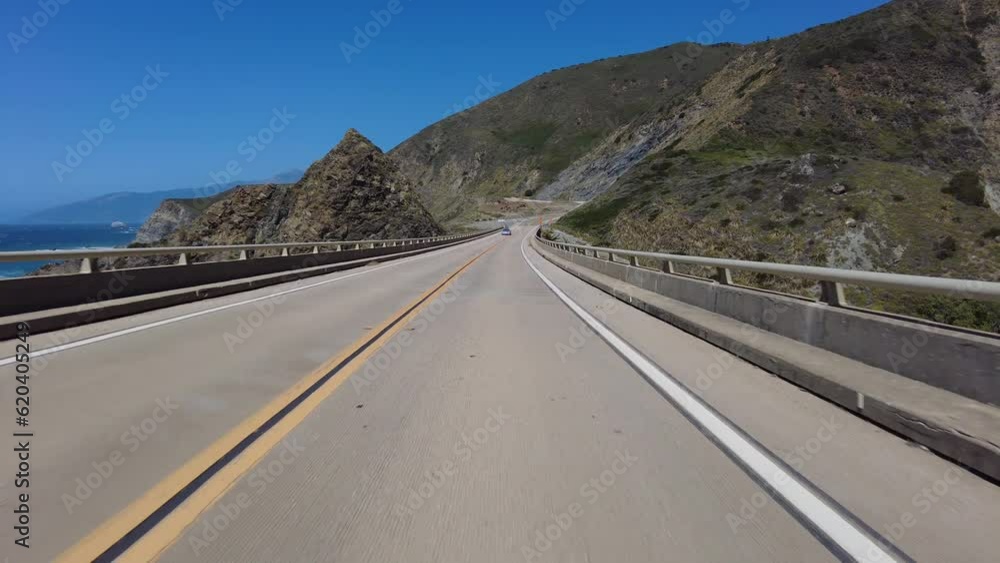 Big Sur Pacific Coast Highway Northbound 4 Cape San Martin to Limekiln State Park 02 Front View Multi Camera Driving Plate California USA