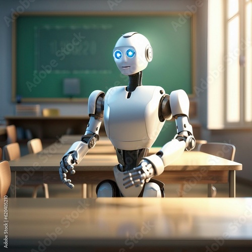 Robot as a teacher. IA-generated.