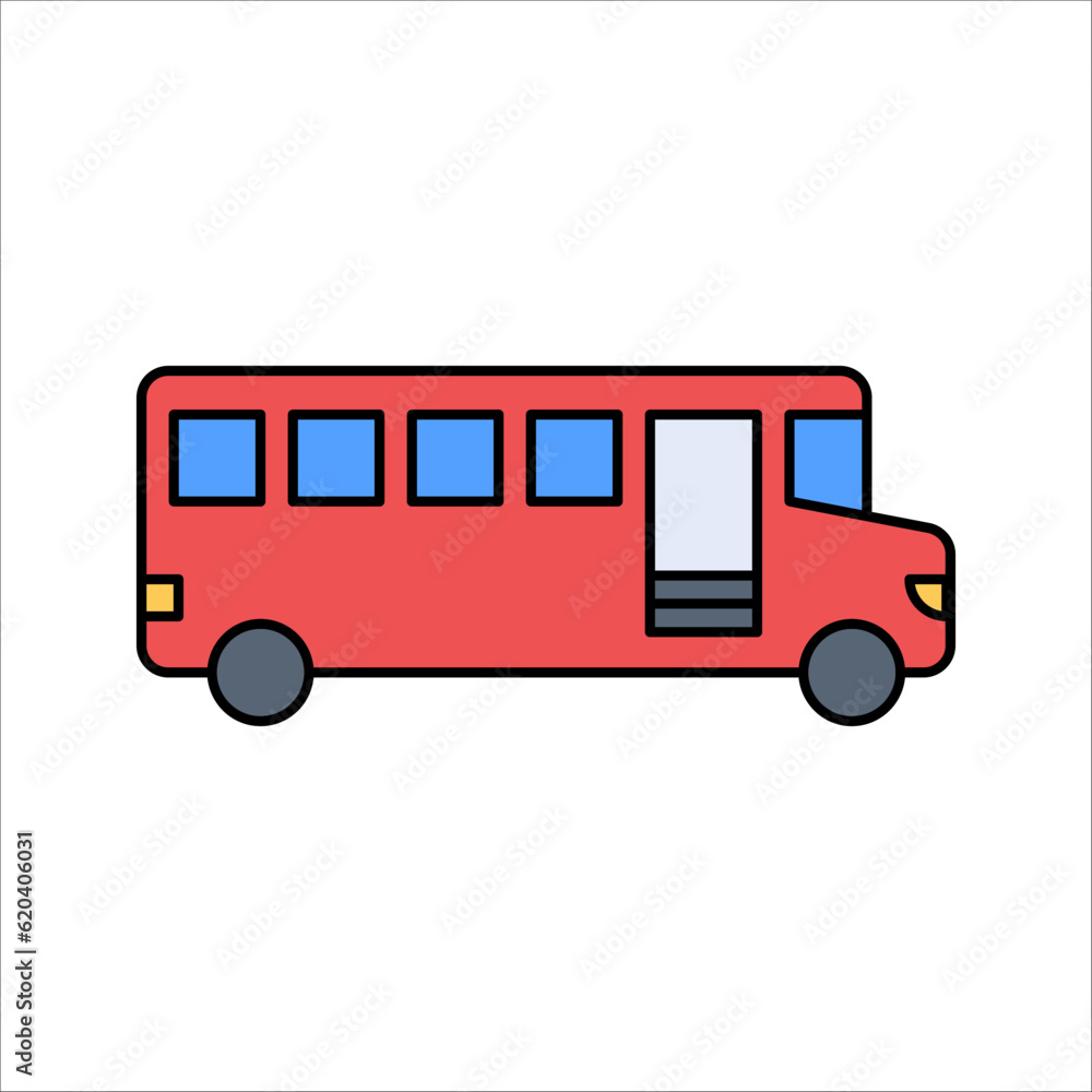 Bus Icon Vector Template Flat Design, vector illustration on white background