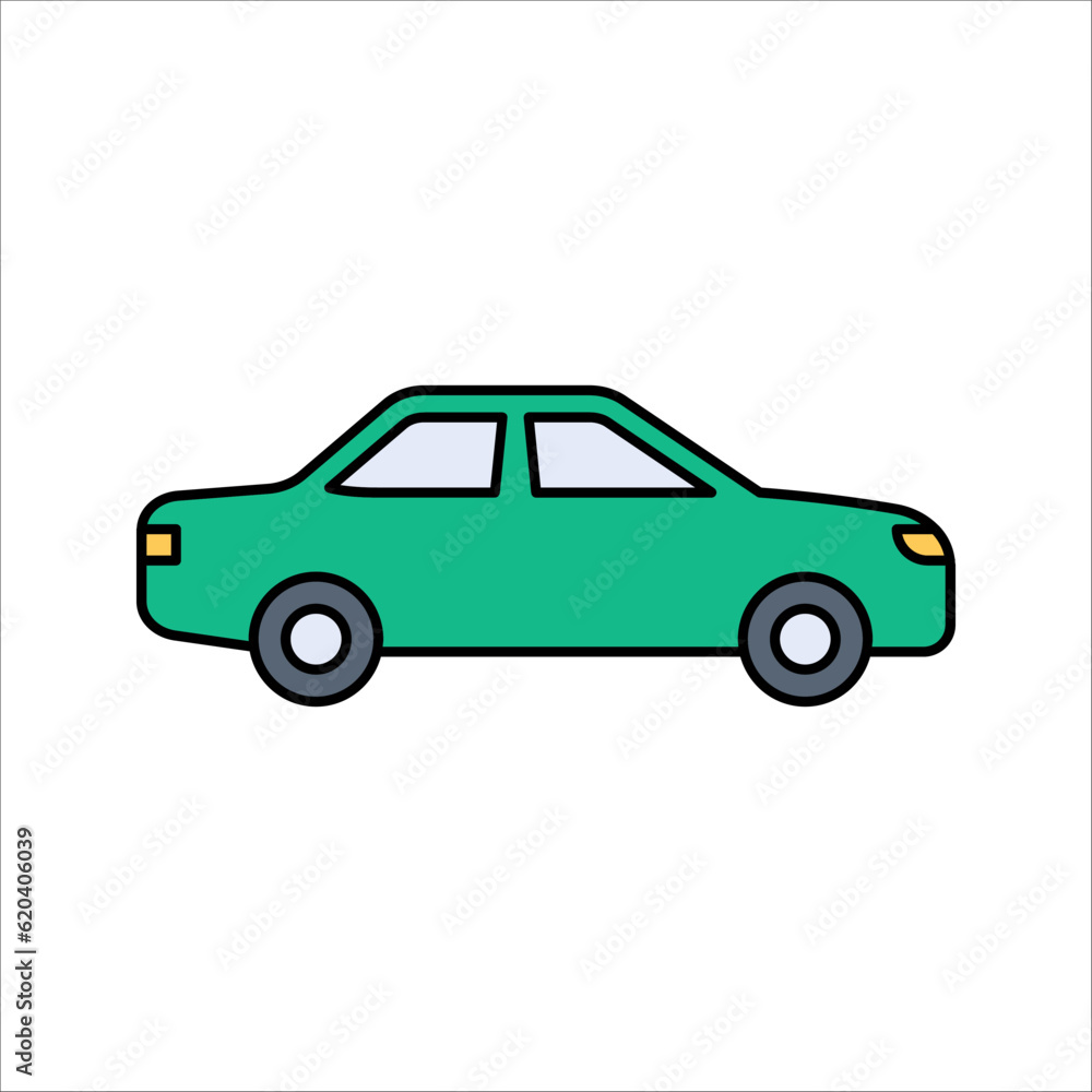 Naklejka premium Car linear icon. Taxi. Thin line illustration. Automobile. vector illustration on white background