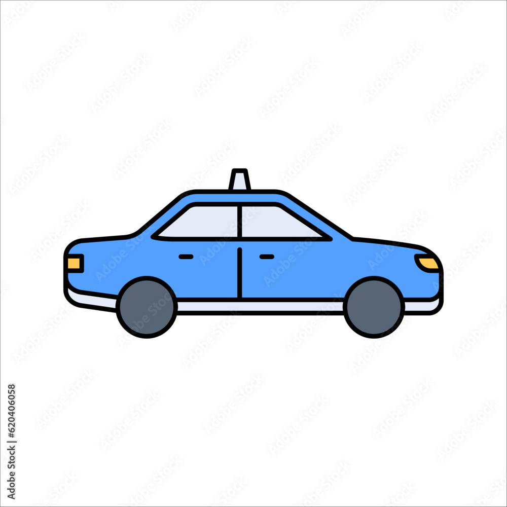 Car linear icon. Taxi. Thin line illustration. Automobile. vector illustration on white background Car linear icon. Taxi. Thin line illustration. Automobile. vector illustration on white background