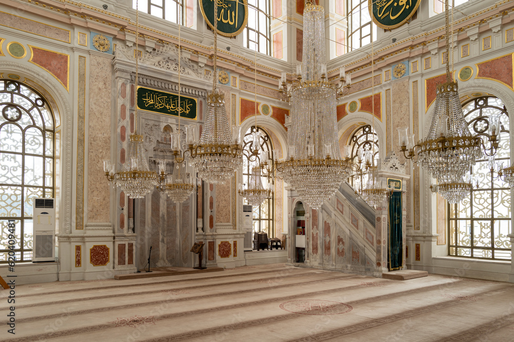 inside a magnificent mosque in Istanbul