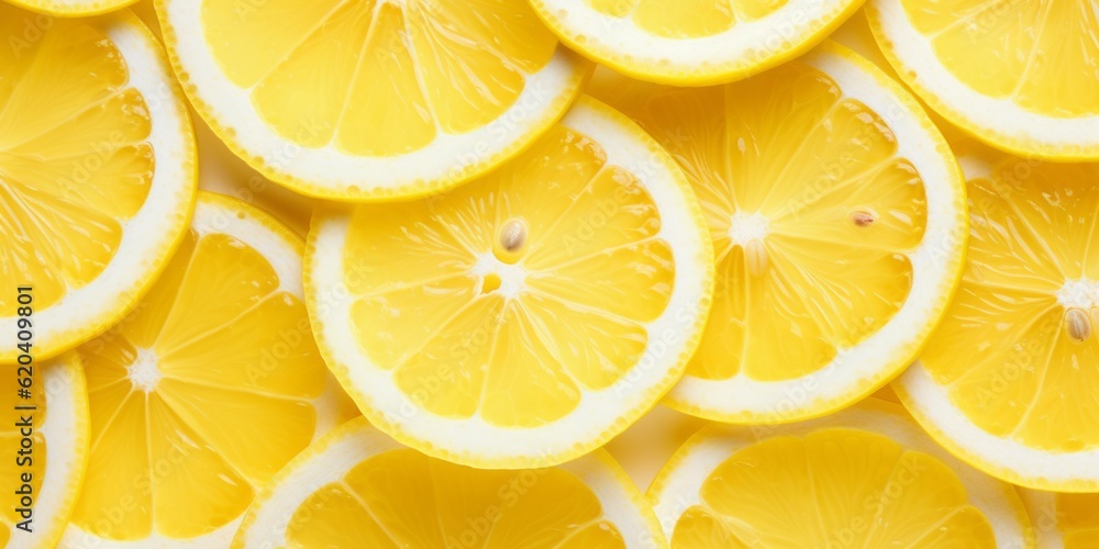 Lemon slices background. Generative AI image