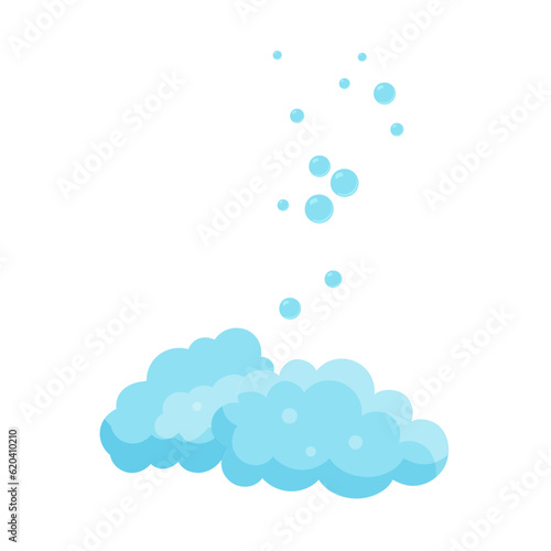 Soap foam with bubbles cartoon illustration isolated on white.