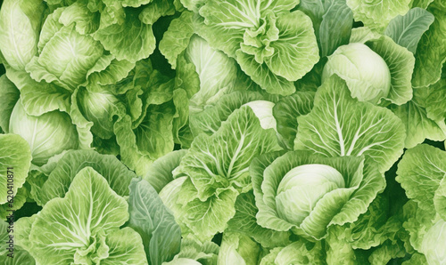  a close up of a bunch of green lettuce. generative ai