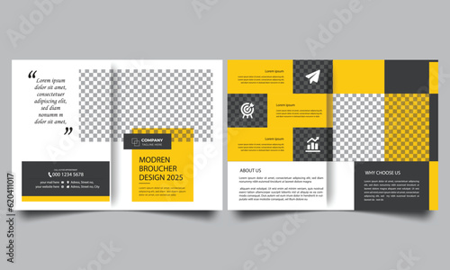 Corporate modern business bifold brochure template design.