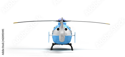 multipurpose passenger helicopter for air transportation back view 3d render on white