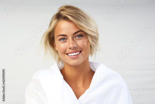 AI generated image of attractive woman face in towel