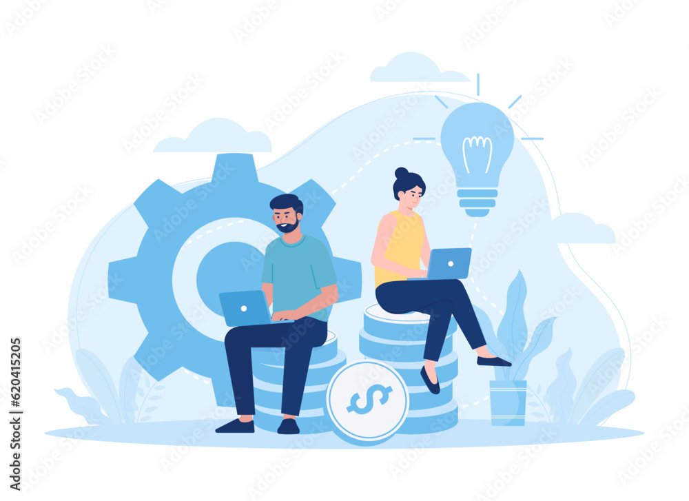 Business plan with best selling trending concept flat illustration