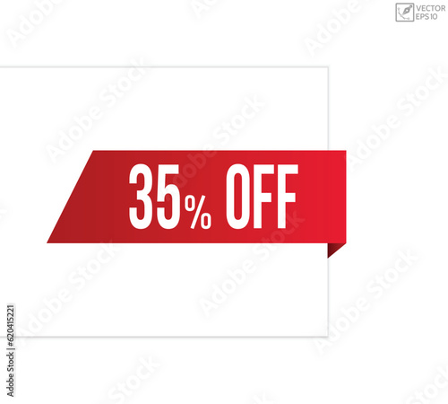 35% off banner design. 35% off icon. Flat style vector illustration.