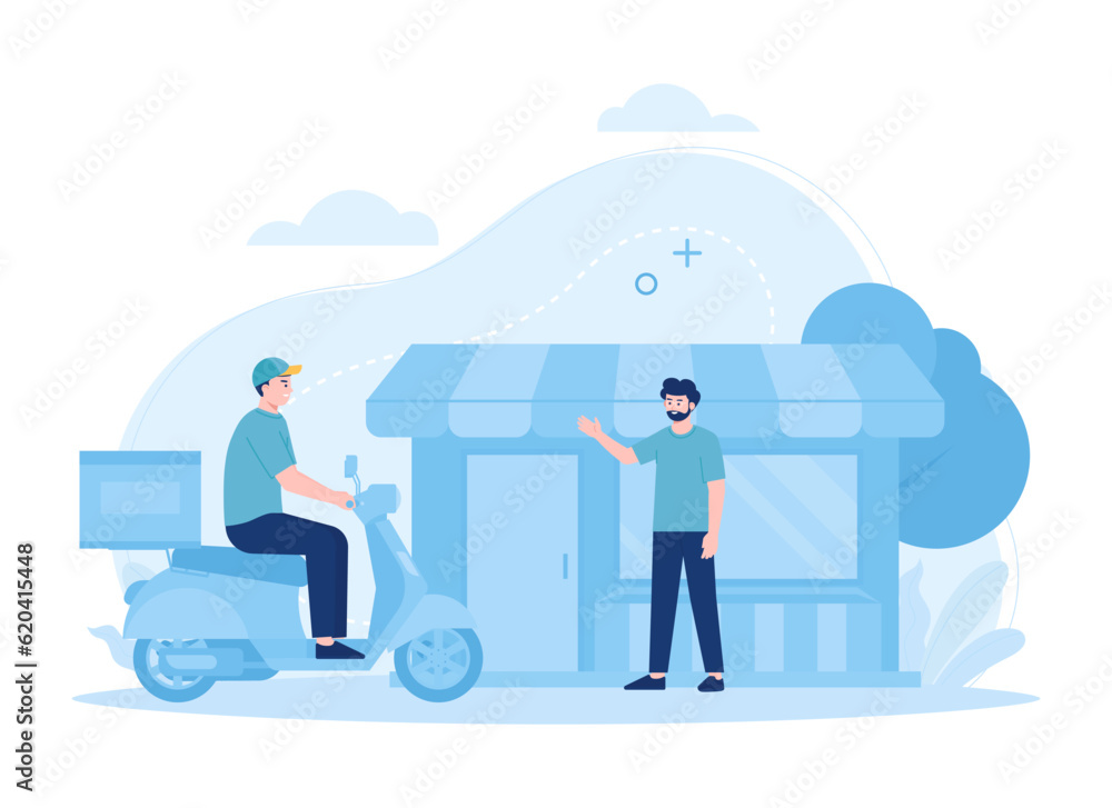 Delivery orders for shops trending concept flat illustration Delivery orders for shops trending concept flat illustration