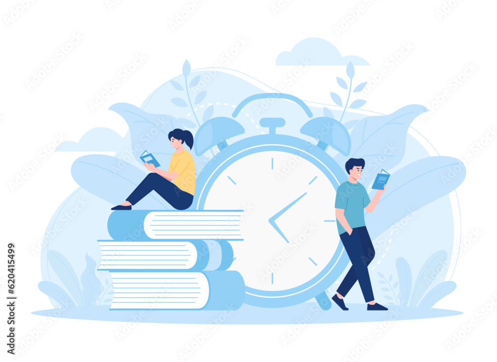 Study with friends trending concept flat illustration