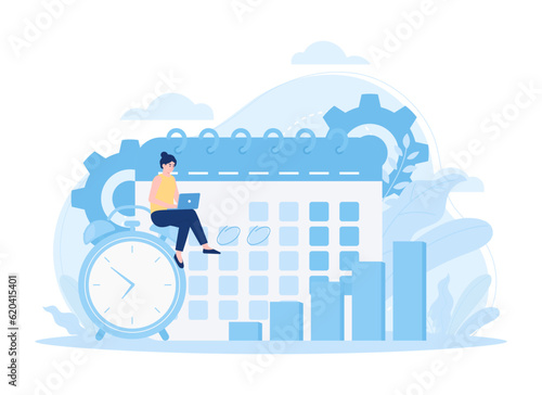Schedule target trading time trending concept flat illustration
