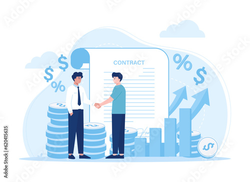 Approval of contracts to increase sales trending concept flat illustration