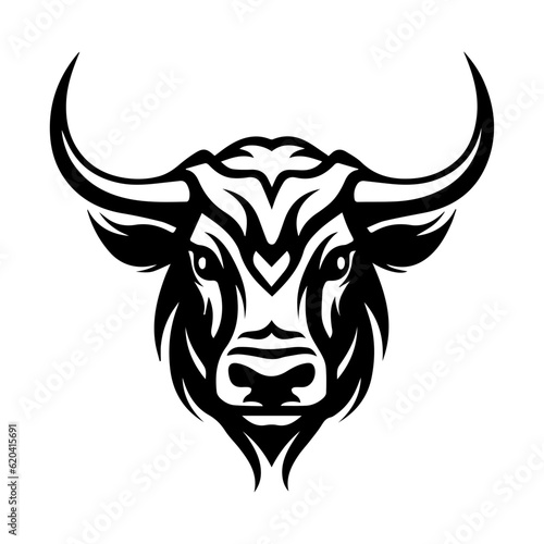 Head of bull, vector art, logo, isolated on white background, vector illustration.