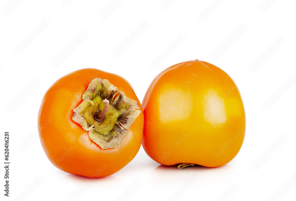 Persimmon fruits isolated on a white background Persimmon fruits isolated on a white background