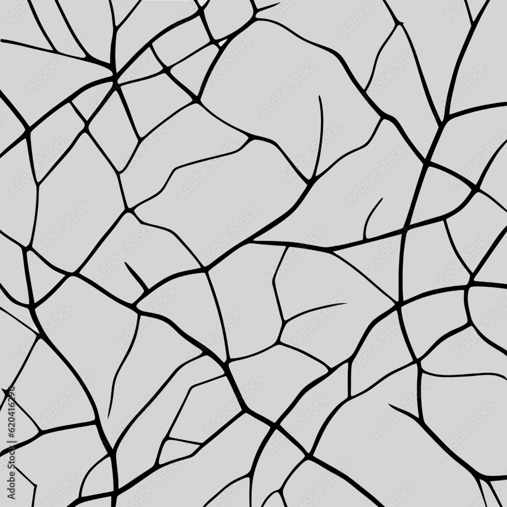 Obraz premium Seamless pattern of black cracks on a gray background. Vector illustration.
