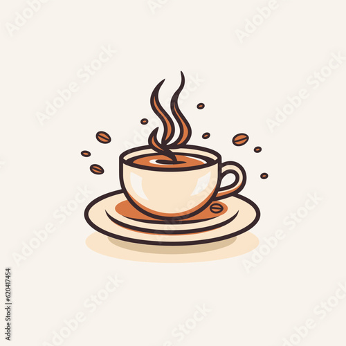 Coffee cup vector logo design Premium coffee shop logo. Cafe mug icon  
