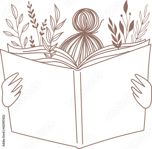 Girl with hair bun reading a book