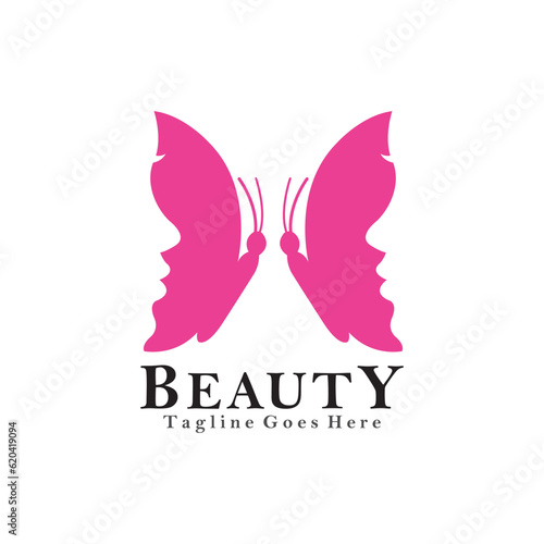 Beauty care logo with butterfly concept, symbolizing femininity for a woman