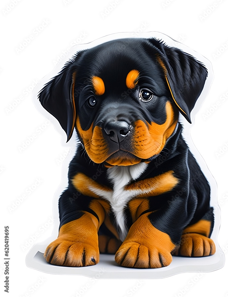 Fototapeta premium Sticker Cute Puppy Rottweiler, Generative AI