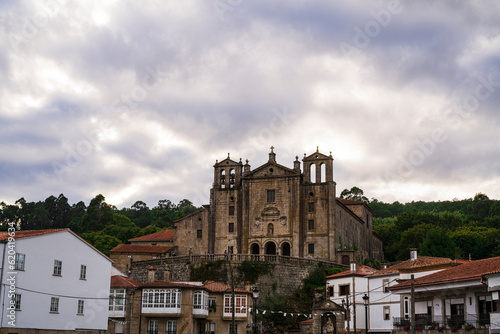 Spectacular photography in the town of Padron, highlighting the Convent of Carmen with the cloudy sky. Photography made in La Coruña, Galicia, Spain.