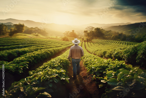 AI generated image of male on coffee field