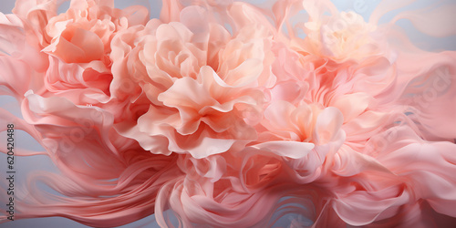 A closeup photography of acrylic paint white pink rose clair colors flowing down, AI Generative
