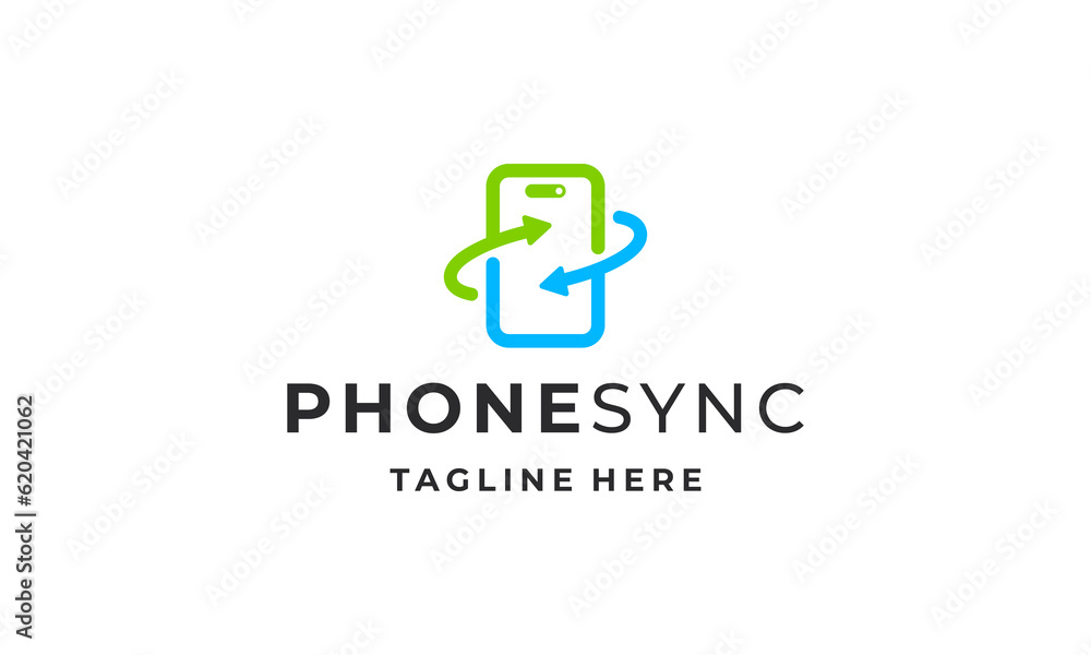 Mobile phone sync logo design vector