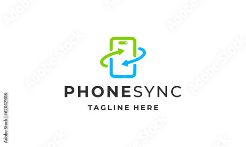 Mobile phone sync logo design vector
