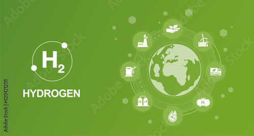 clean hydrogen energy icon concept Along with development that is environmentally friendly and a sustainable alternative way of life. vector background with flat icon vector illustration