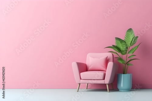 Soft pink empty room background with direct lighting. Empty white and pink interior with panoramic window 